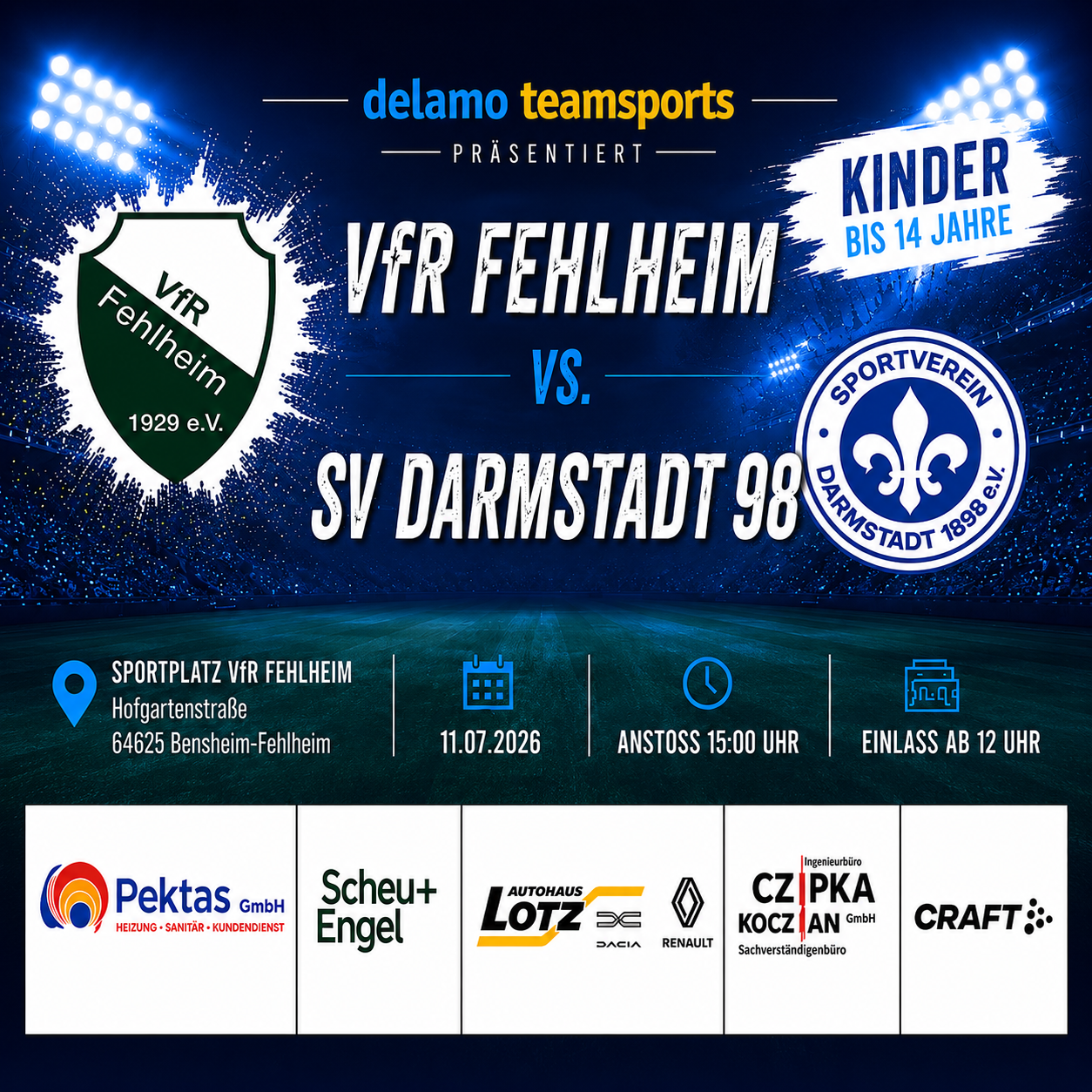 Eintrittskarte VfR Fehlheim - SV Darmstadt 98 | 11.07.2026